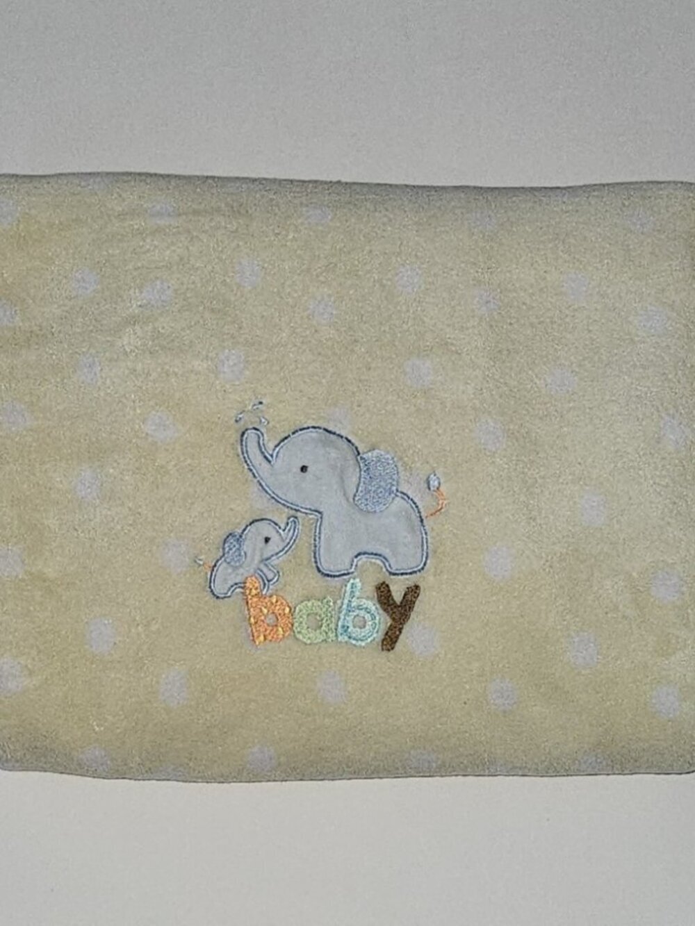 Carter's Child of Mine Yellow White Polka Dot Elephant Baby Blanket Fleece